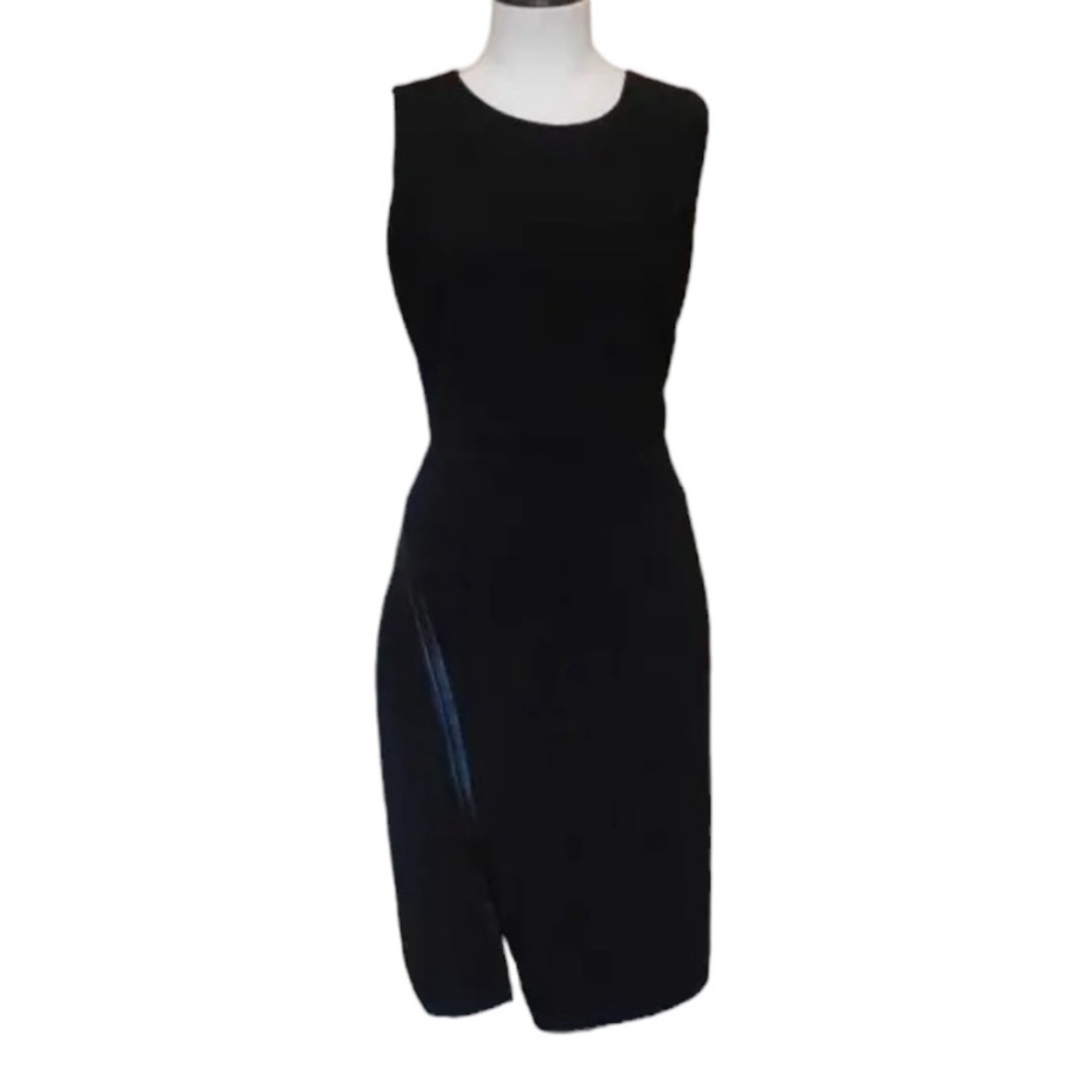J.Crew Sheath dress with faux leather black 16 NWT